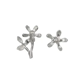 Alex Monroe Silver Asymmetric Growing Flower Stud Earrings