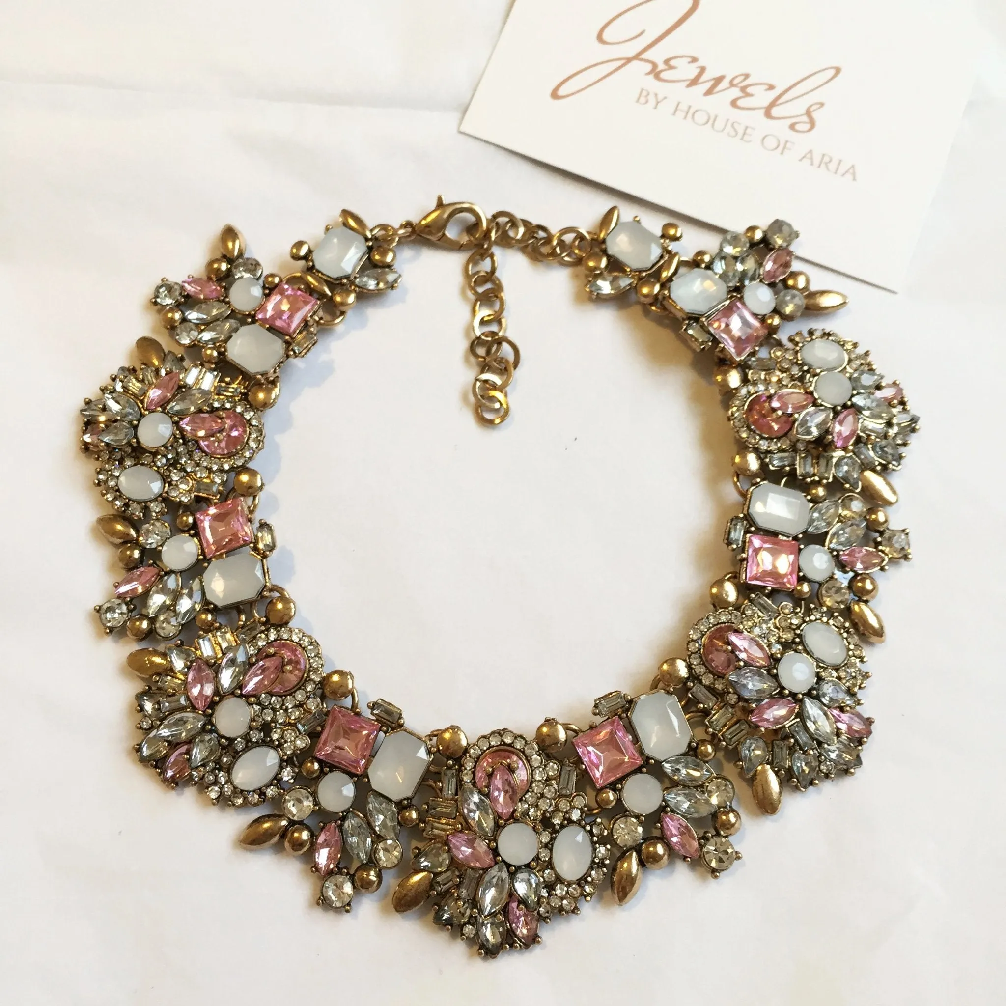 ALISSA Pink Statement Rhinestone Choker