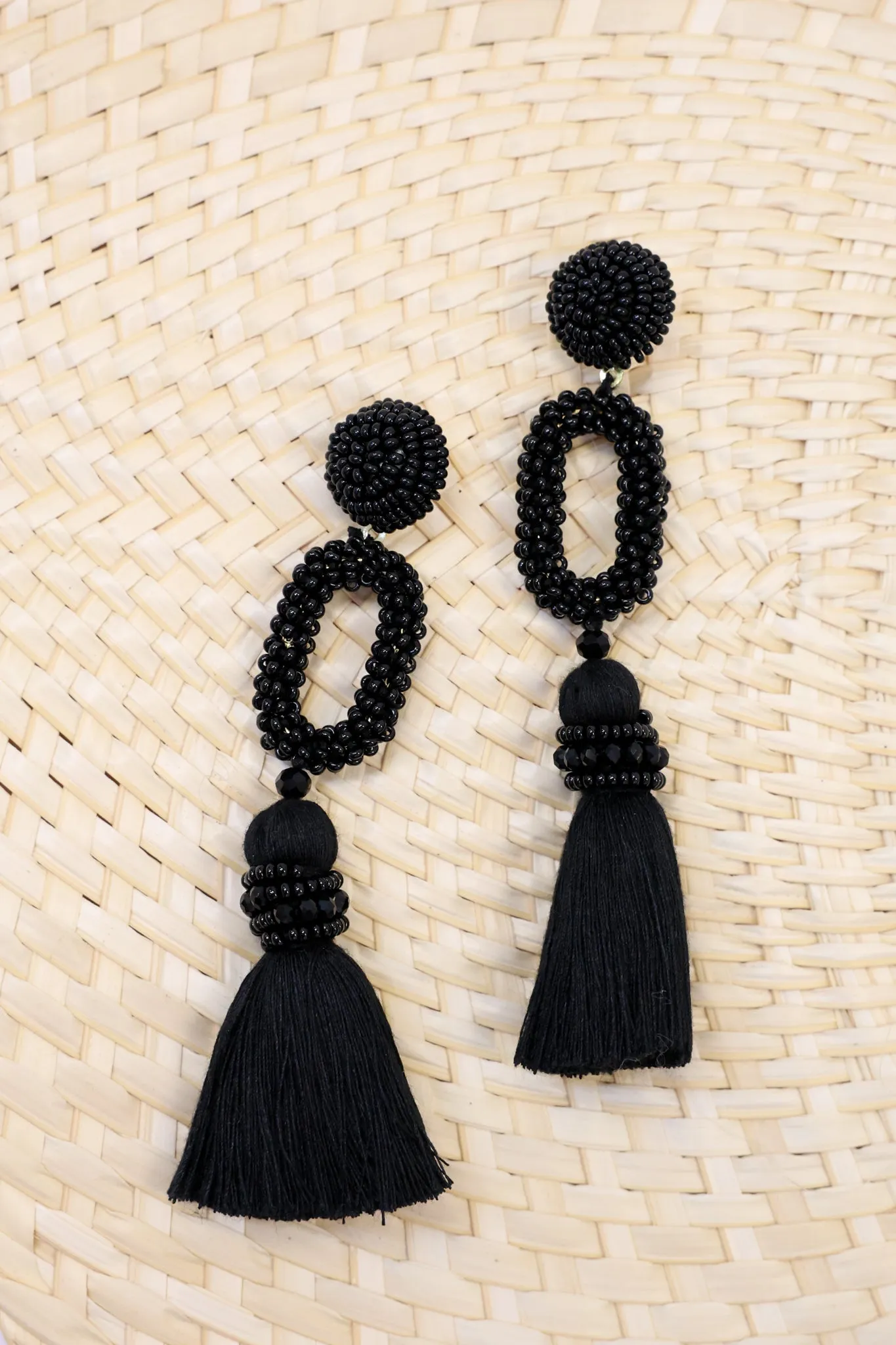 All For Fun Black Beaded Earrings