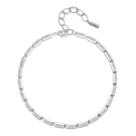 Amelia Block Link Necklace - Rhodium