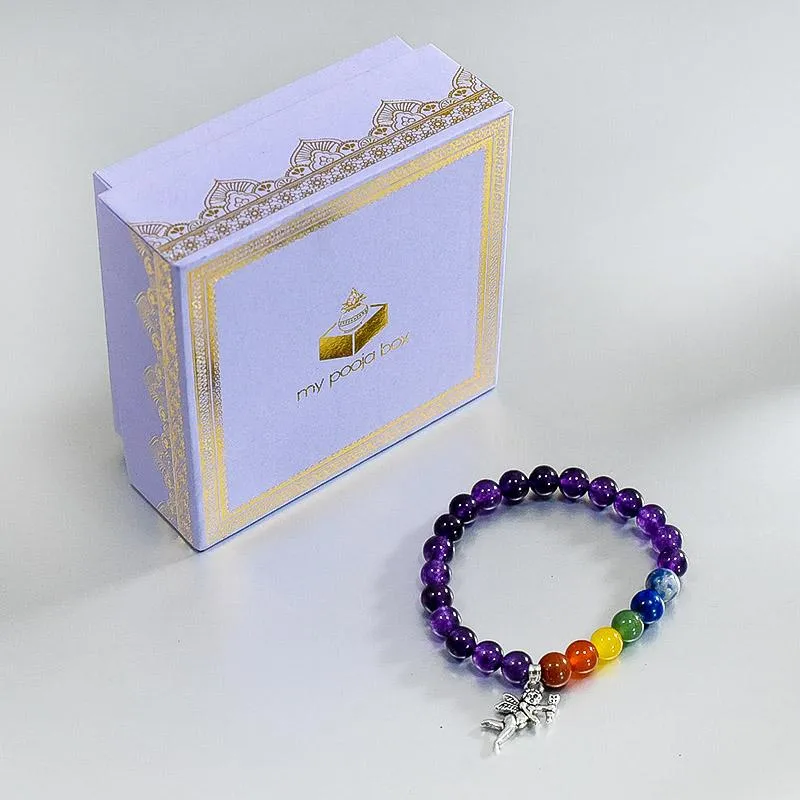 Amethyst Bracelet with Cupid Charm