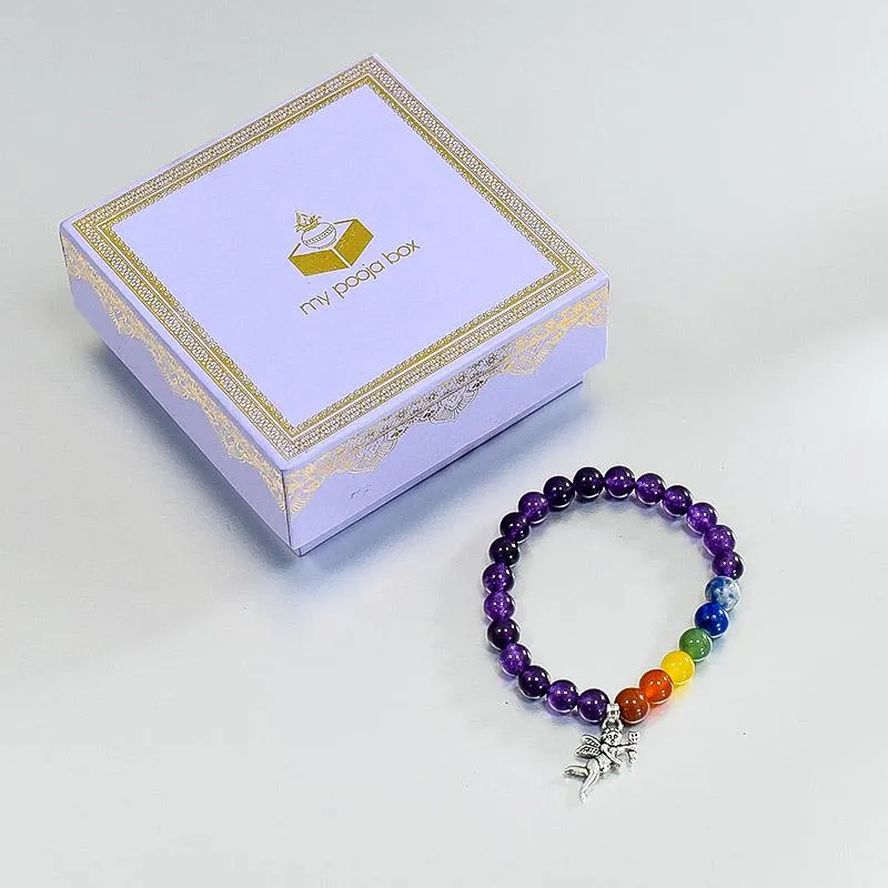 Amethyst Bracelet with Cupid Charm