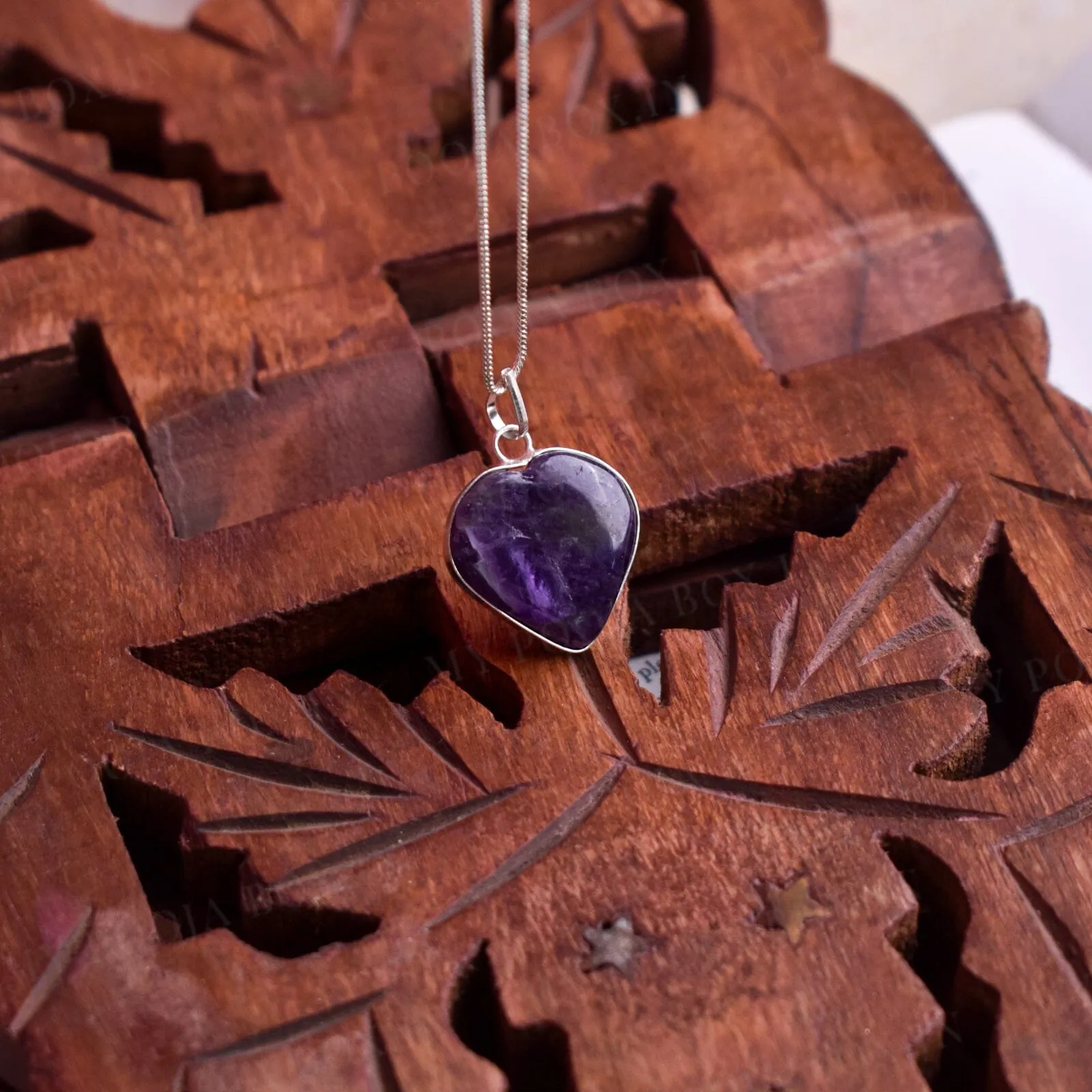 Amethyst Heart Pendant Necklace