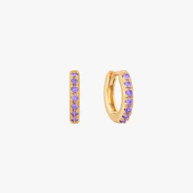 Amethyst Pave Huggie Hoop Earrings