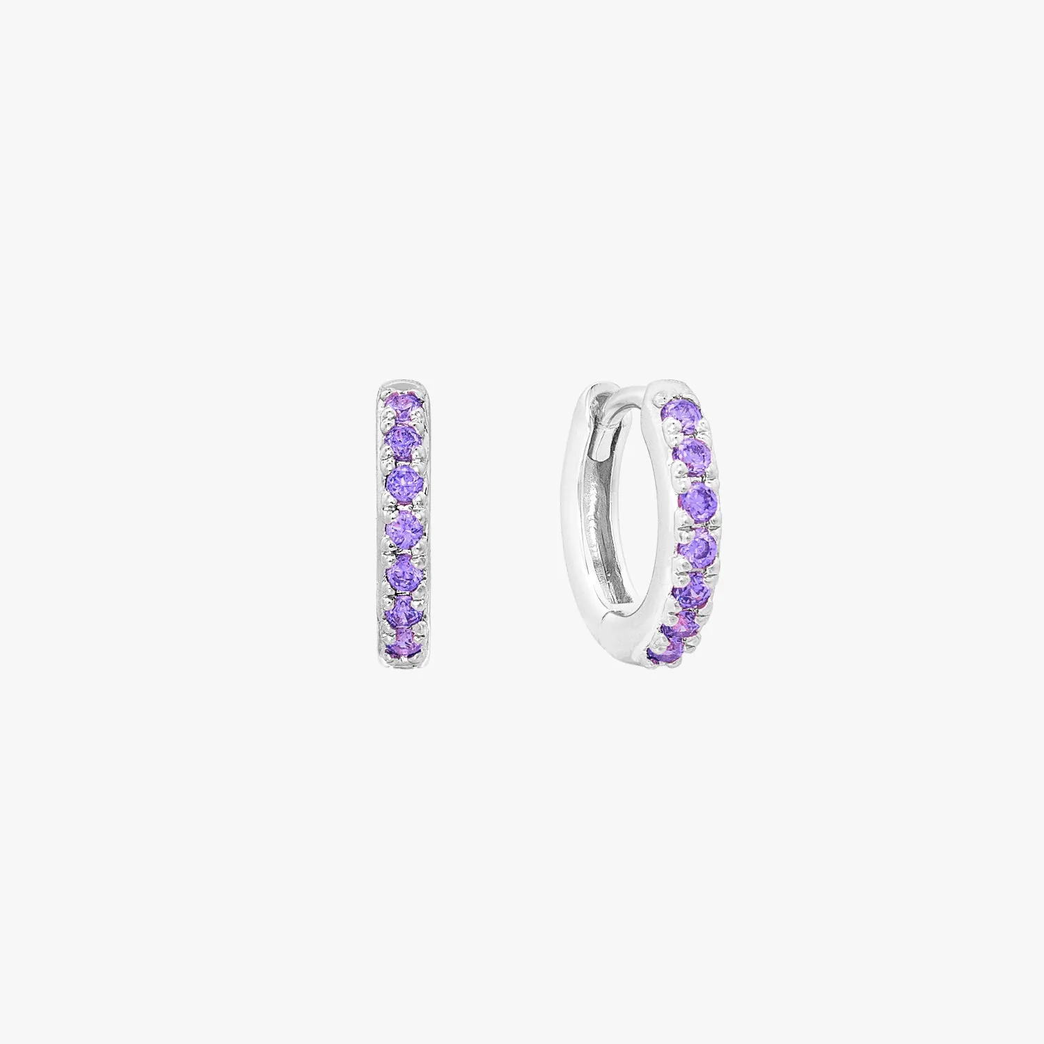 Amethyst Pave Huggie Hoop Earrings