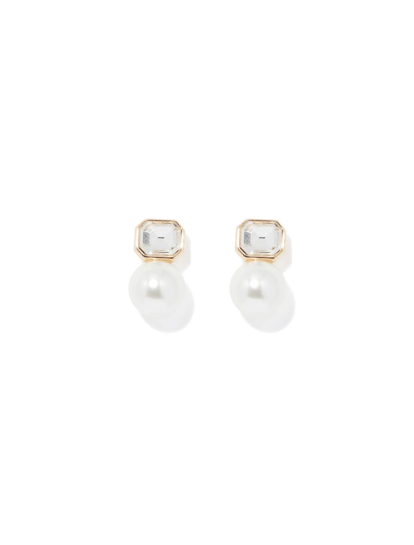 Angela Crystal & Pearl Stud Earrings