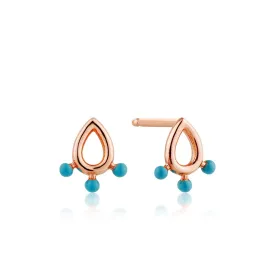 Ania Haie Dotted Raindrop Stud Earrings - Rose Gold