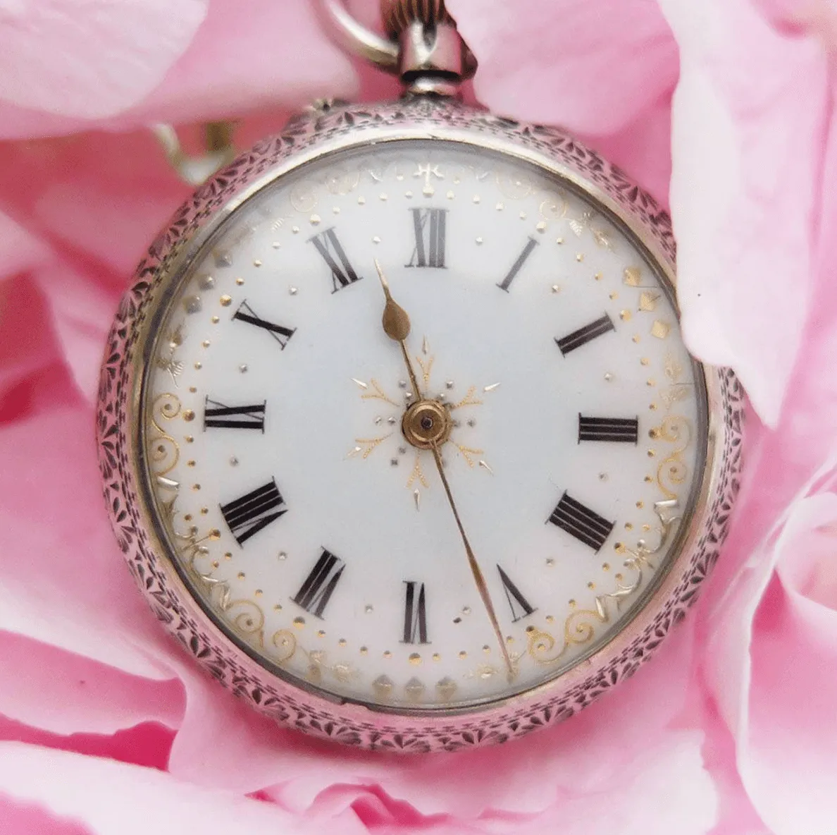 Antique 1888 Swiss Sterling Silver & Gold Pocket Watch