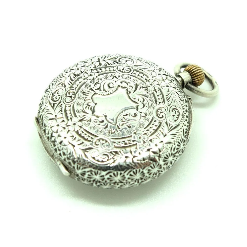 Antique 1888 Swiss Sterling Silver & Gold Pocket Watch