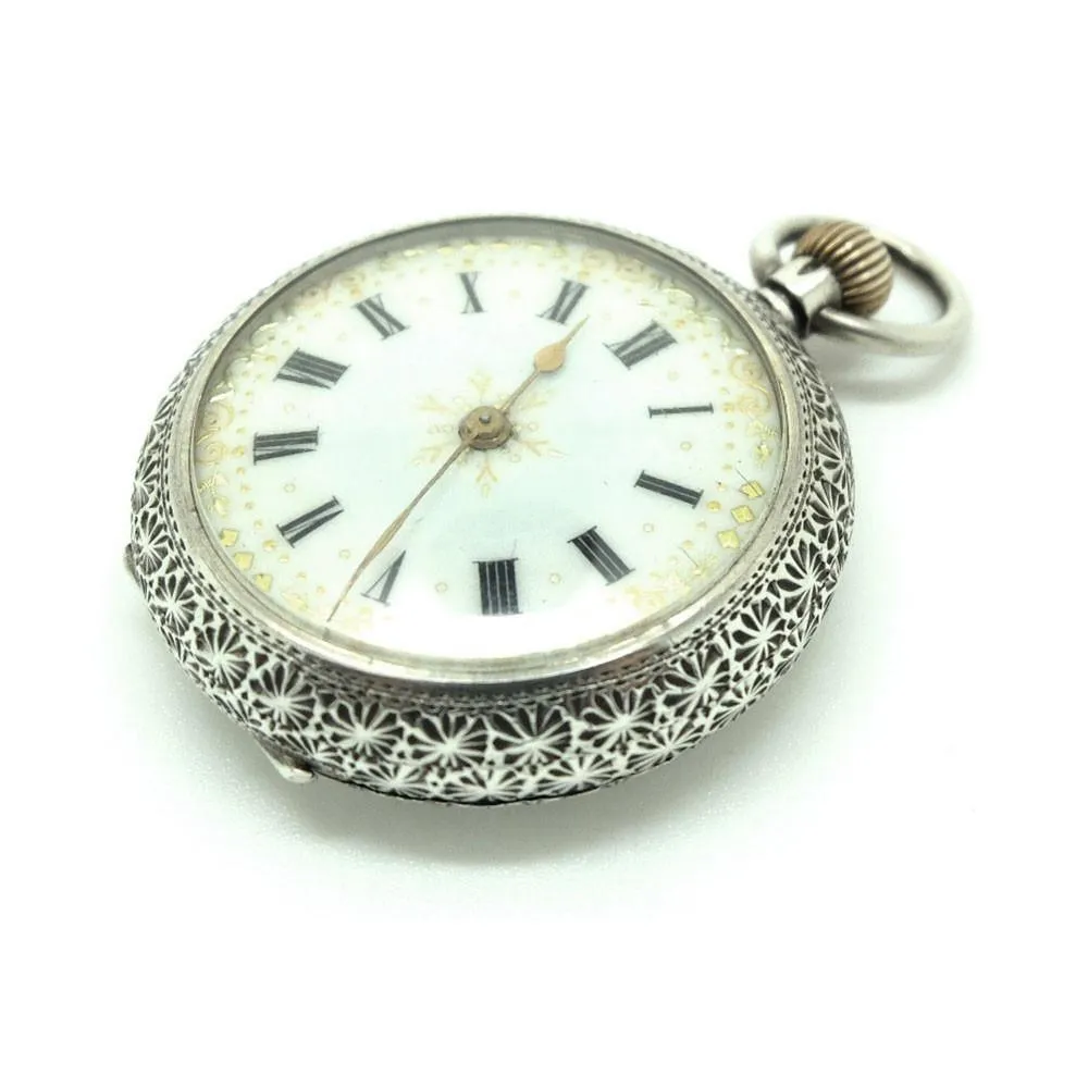 Antique 1888 Swiss Sterling Silver & Gold Pocket Watch