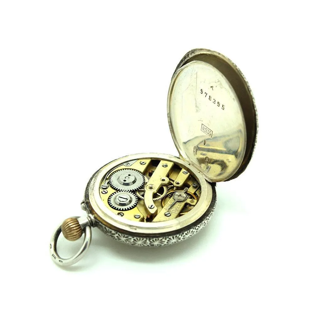 Antique 1888 Swiss Sterling Silver & Gold Pocket Watch