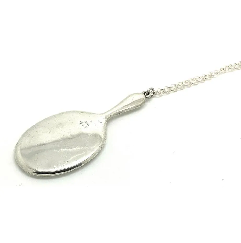 Antique 1919 Silver Hand Mirror Necklace