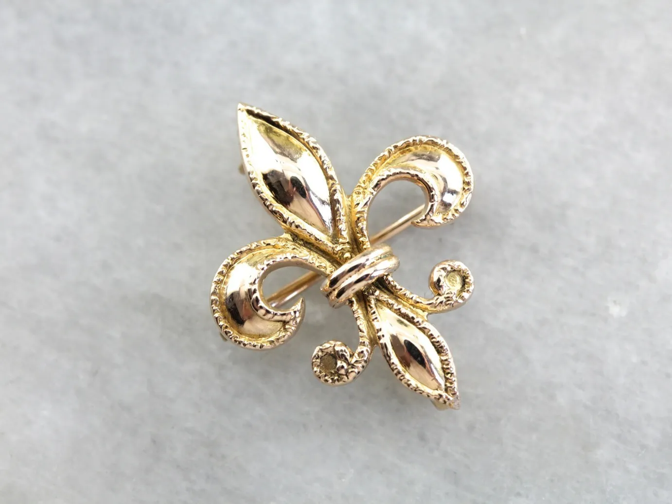 Antique Fleur de Lis Gold Brooch