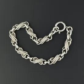 Antique French Silver Love Knot Albert Watch Chain Bracelet