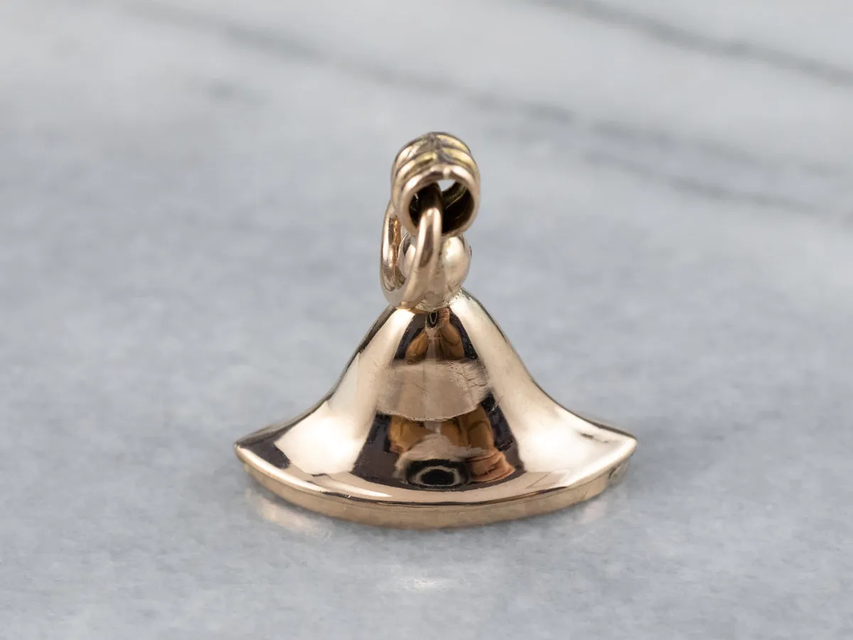 Antique Gold Bell Fob Charm