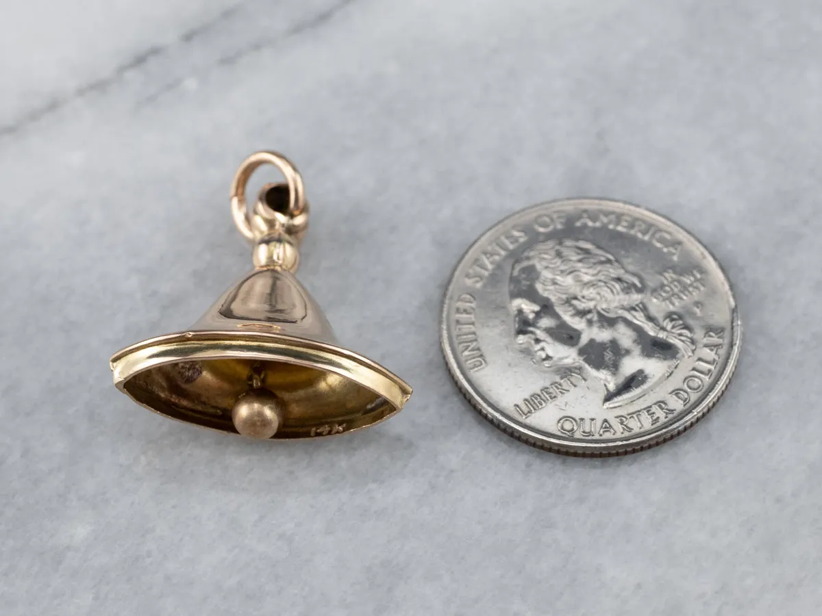 Antique Gold Bell Fob Charm