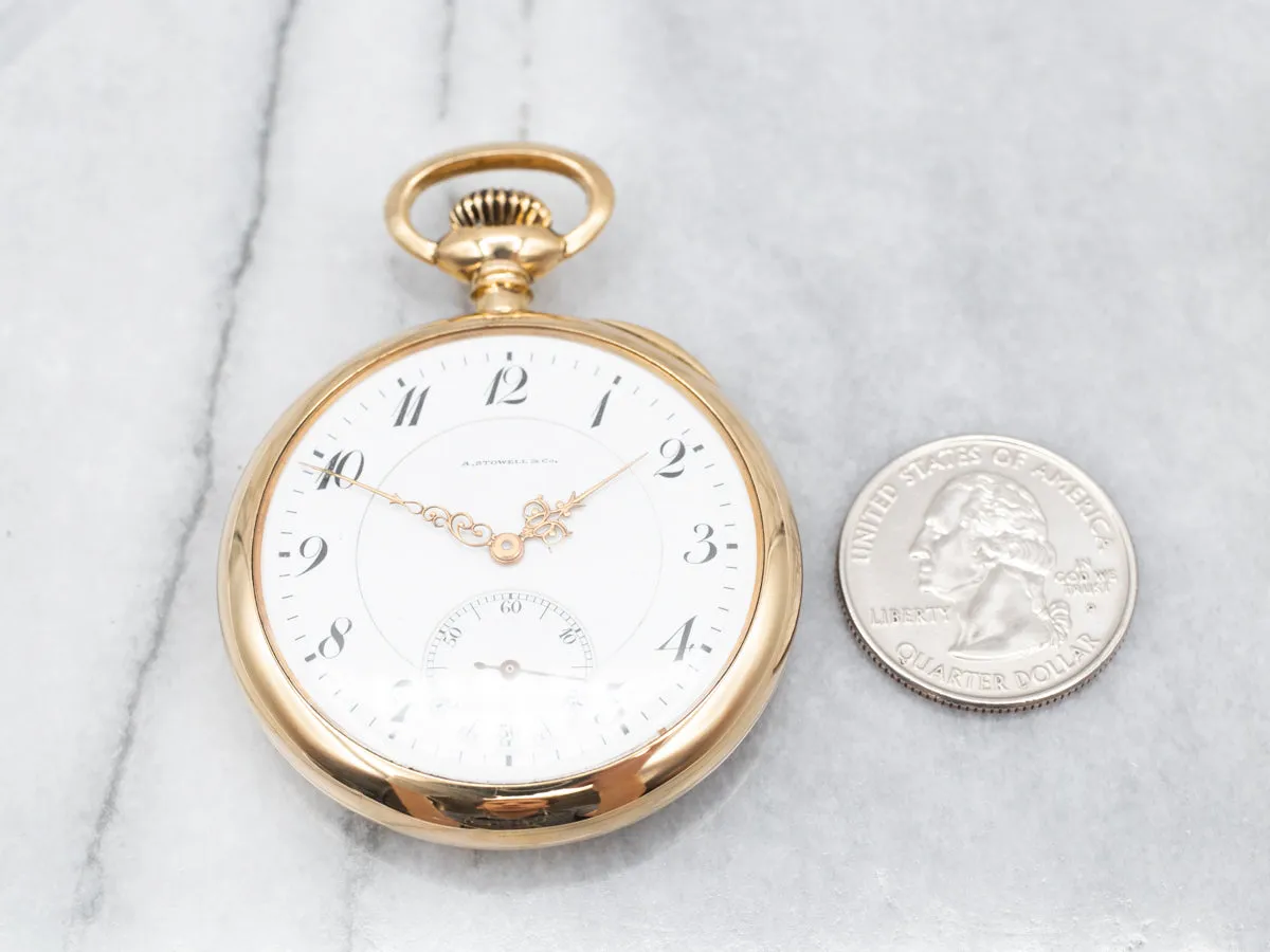 Antique Gold Open Face Pocket Watch with "CES" Monogram