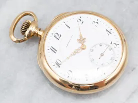 Antique Gold Open Face Pocket Watch with "CES" Monogram