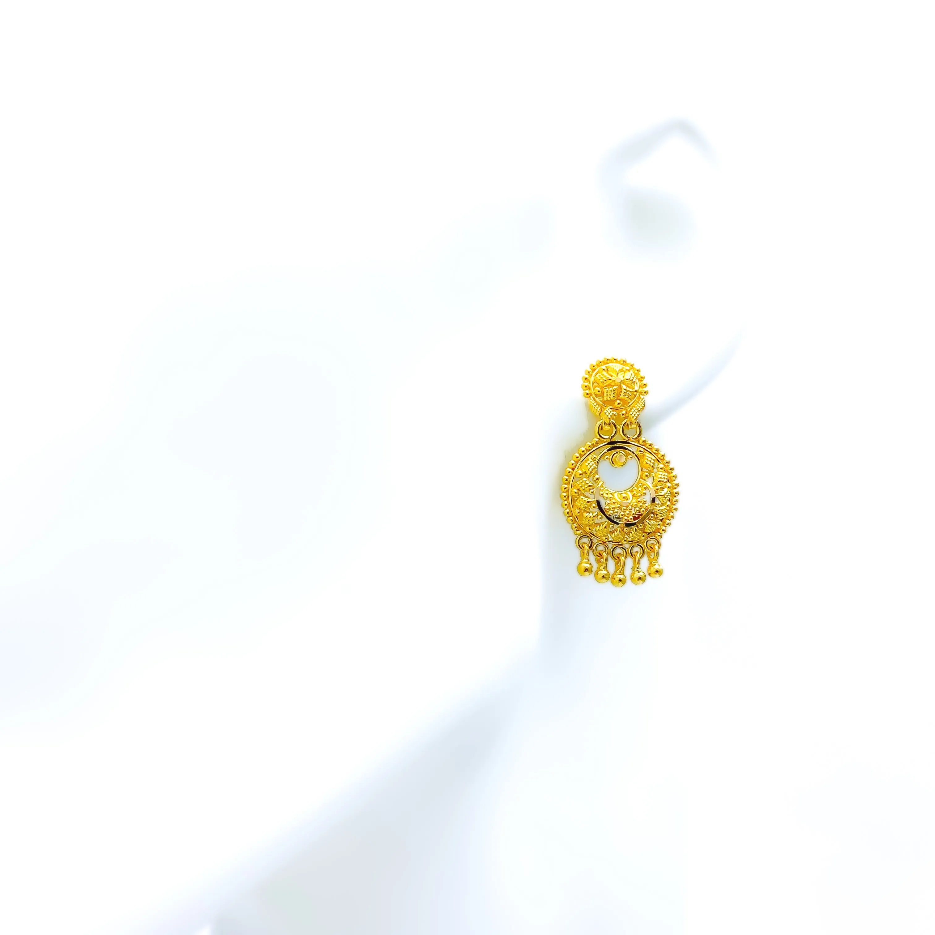 Attractive Floral Tassel 22k Gold Earrings