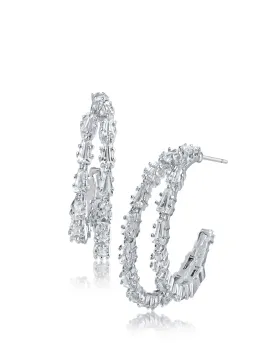 Baguette CZ Double Hoop Earrings