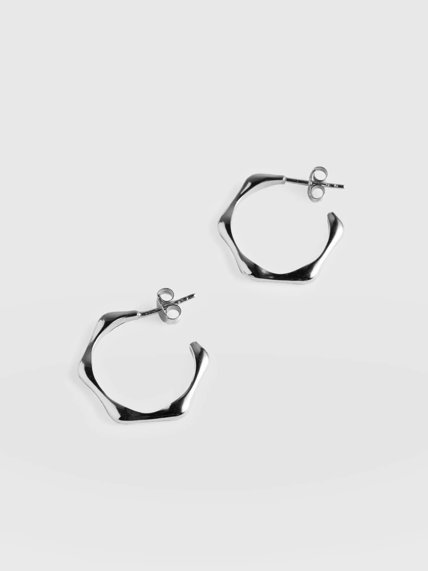 Bamboo Large Hoop Earrings - Silver