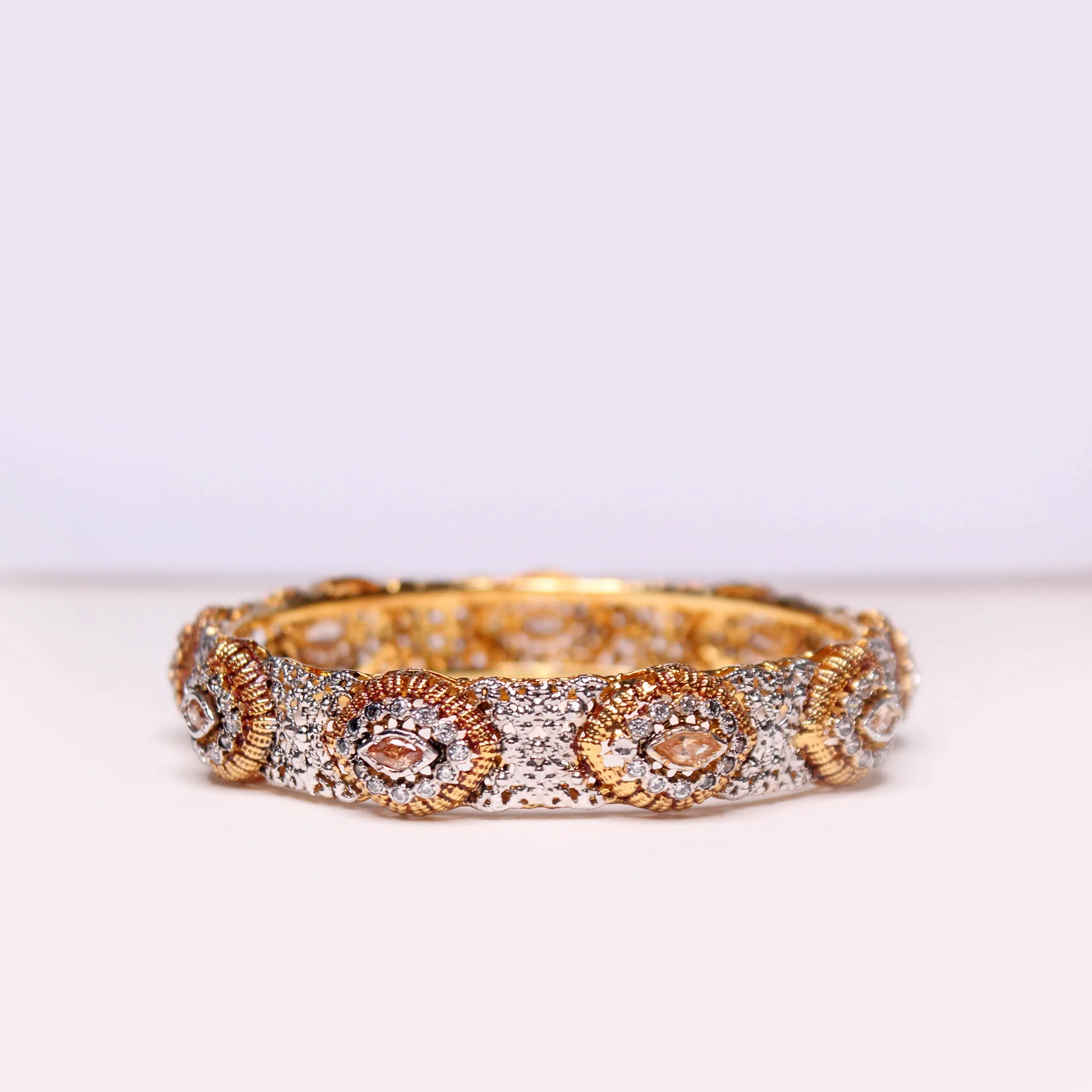 Bangle in Champagne Zircons and Cubic Zircons