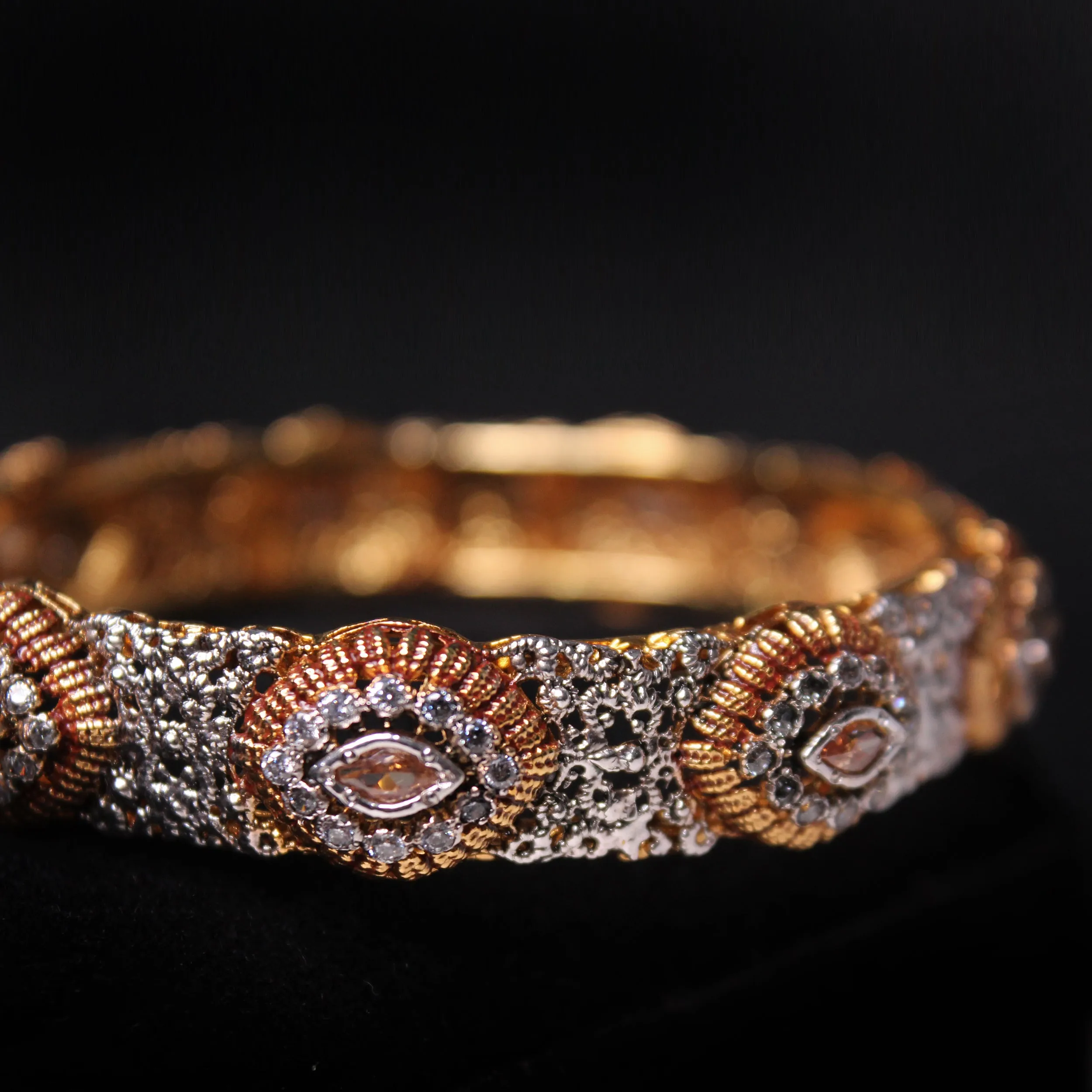 Bangle in Champagne Zircons and Cubic Zircons