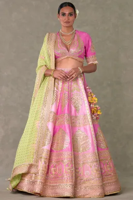 Barfi Pink Paan Patti Lehenga Set