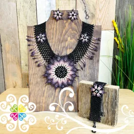 Beaded Sunflower Choker Set