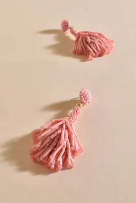 Beaded Tassel Event Earrings | Pink