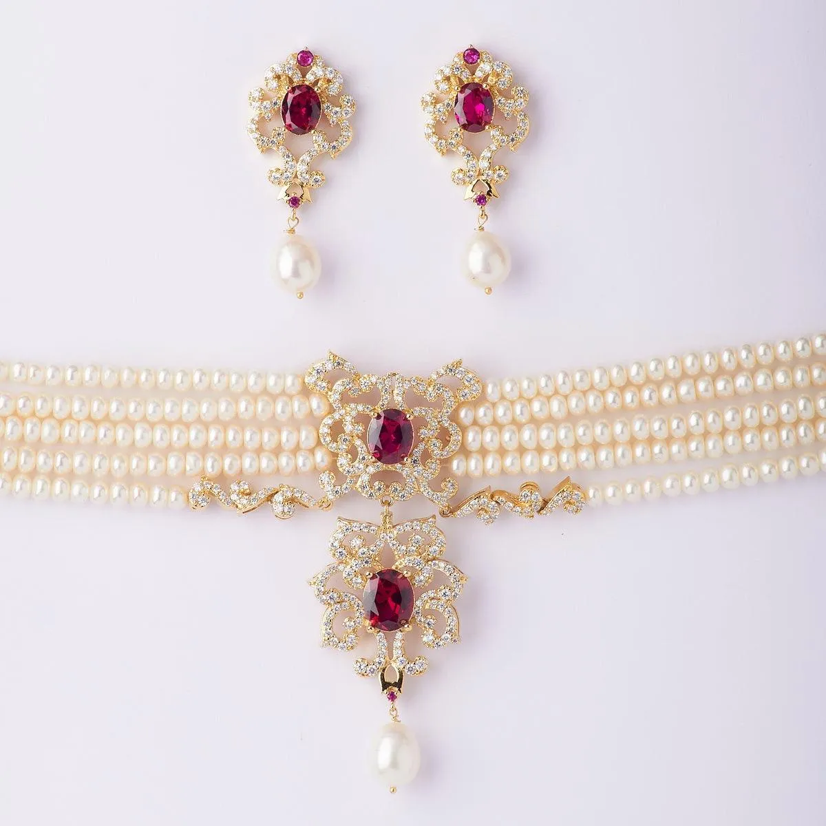 Beautiful Real Pearl Necklace Set