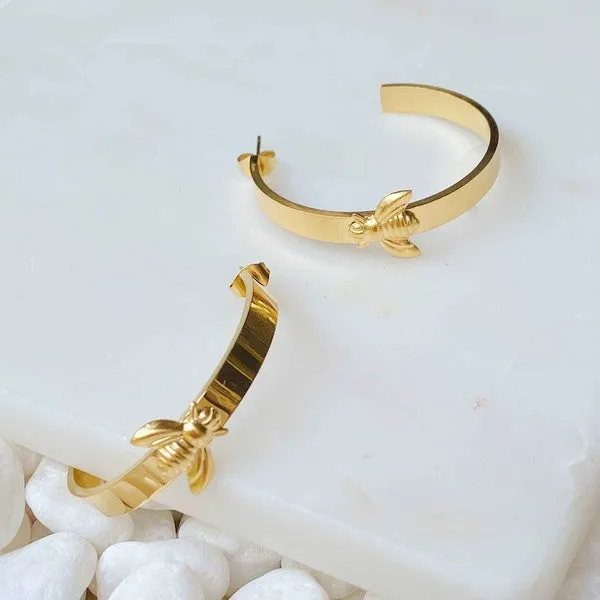 Bee You Gold Hoop Earrings