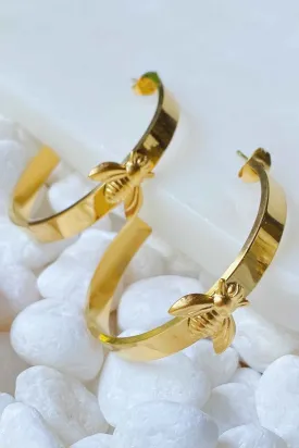 Bee You Gold Hoop Earrings