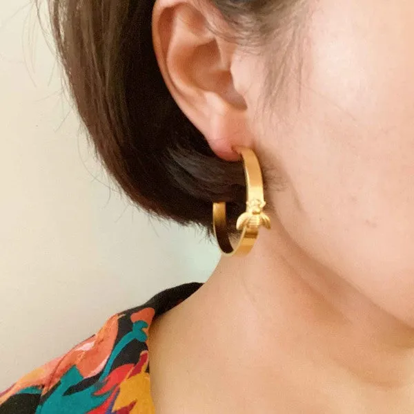 Bee You Gold Hoop Earrings