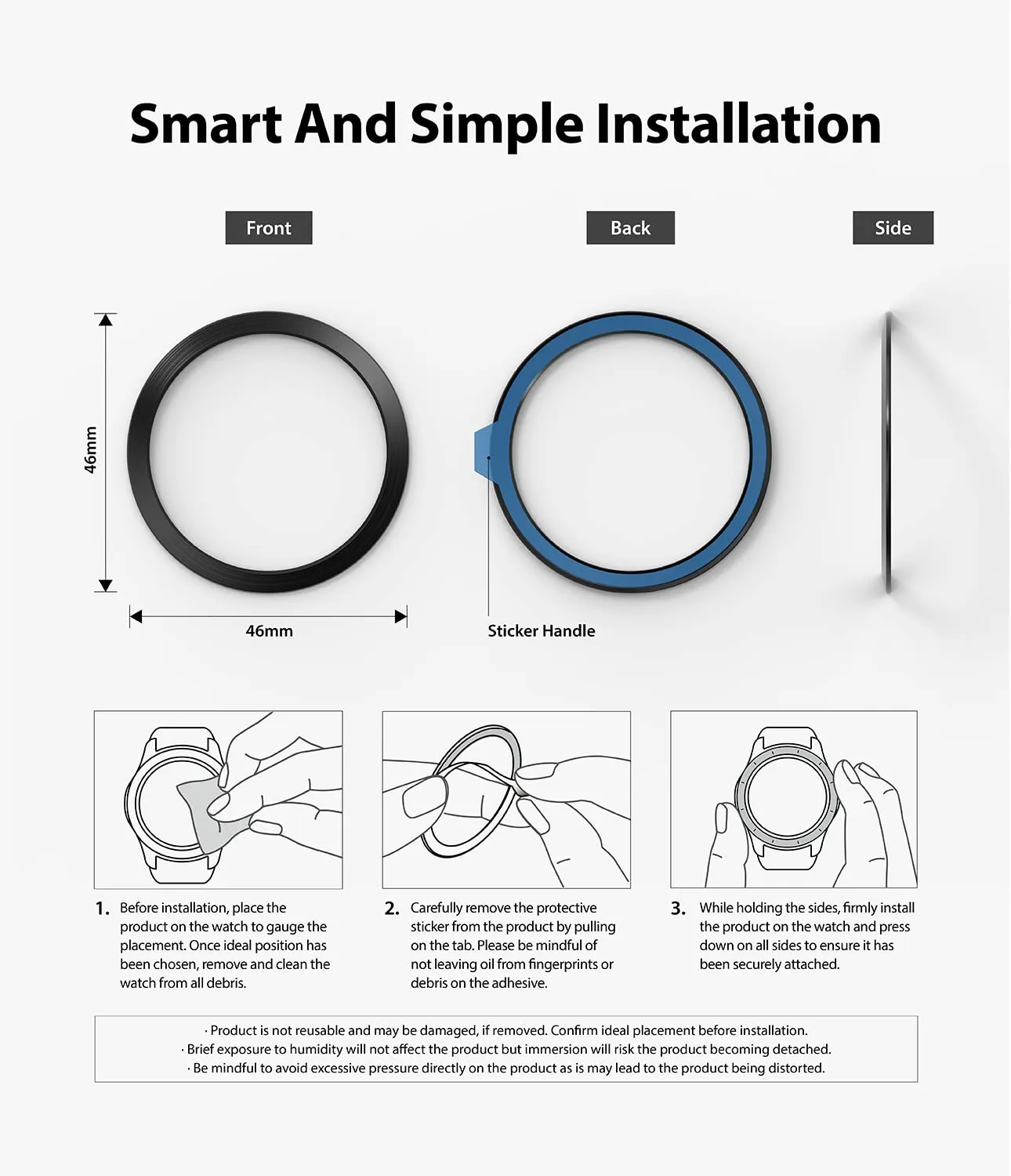 Bezel Styling Compatible with Samsung Galaxy Watch 4 Classic 46mm - Black [46-05]