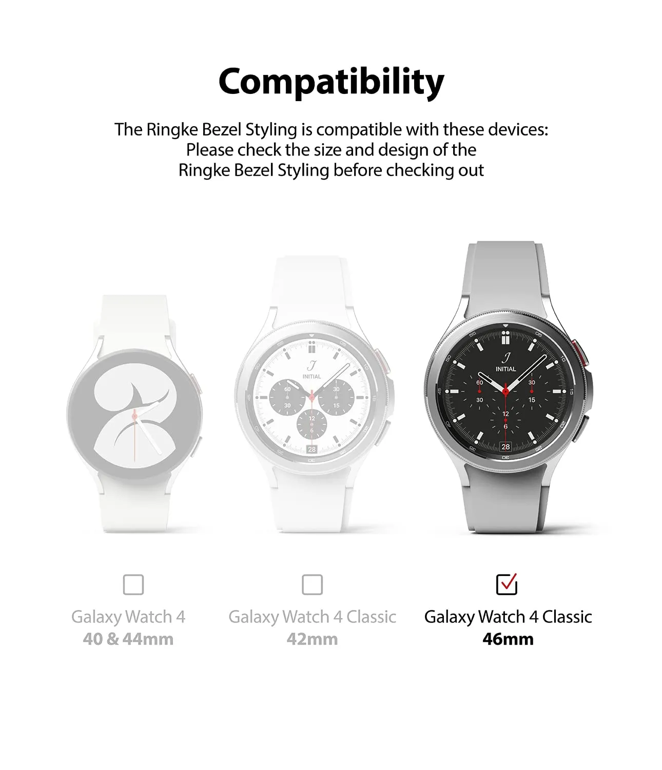 Bezel Styling Compatible with Samsung Galaxy Watch 4 Classic 46mm - Black [46-05]