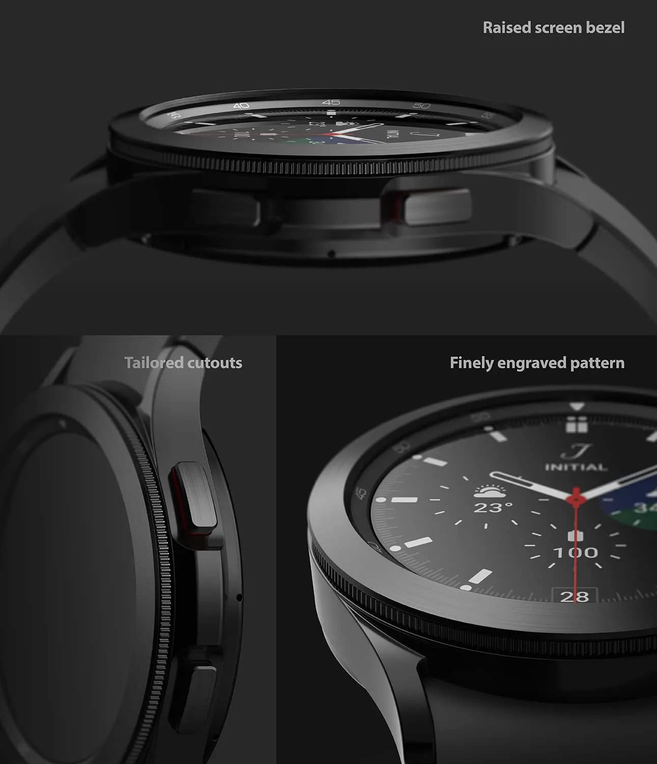 Bezel Styling Compatible with Samsung Galaxy Watch 4 Classic 46mm - Black [46-05]