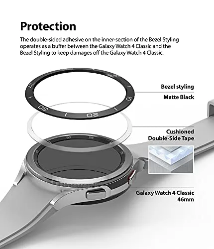 Bezel Styling Compatible with Samsung Galaxy Watch 4 Classic 46mm - Black [46-15]