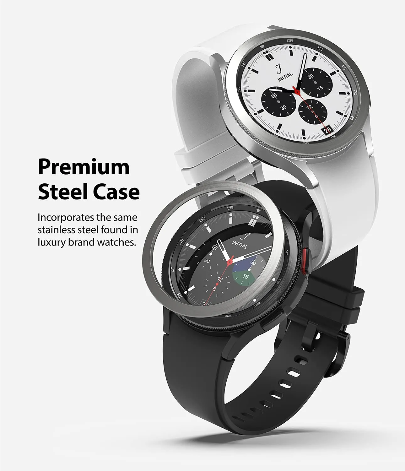 Bezel Styling Compatible with Samsung Galaxy Watch 4 Classic 46mm  - Silver [46-04]