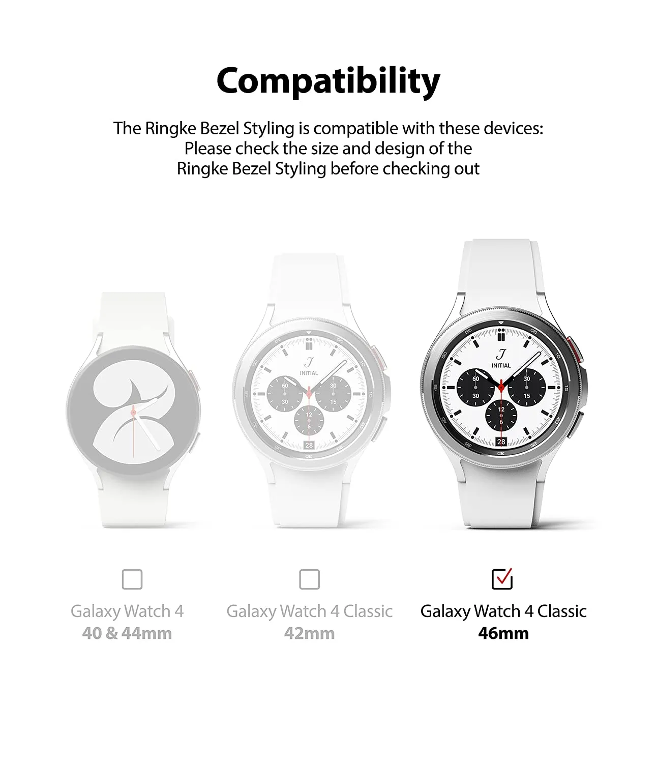 Bezel Styling Compatible with Samsung Galaxy Watch 4 Classic 46mm  - Silver [46-04]