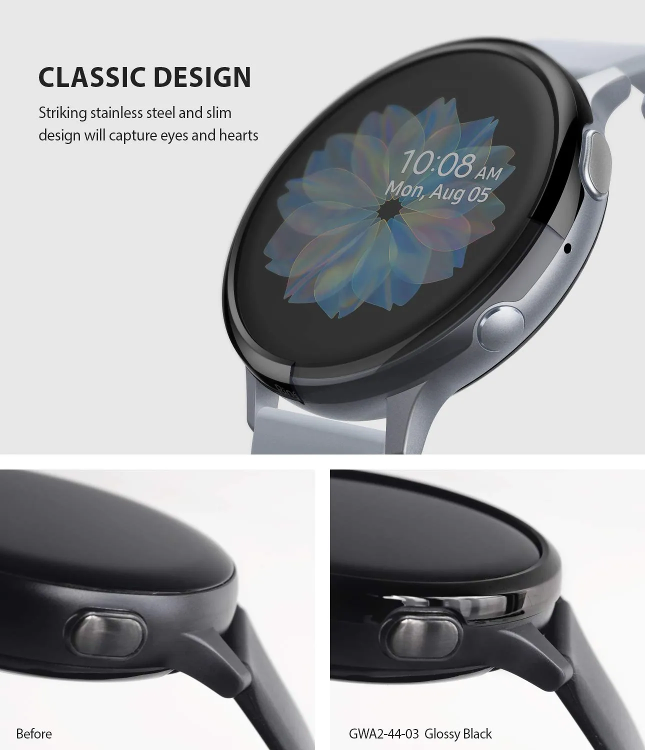 Bezel Styling Cover for Galaxy Watch Active 2 44mm (2019) - GW-A2-44-03 [Stainless Steel]