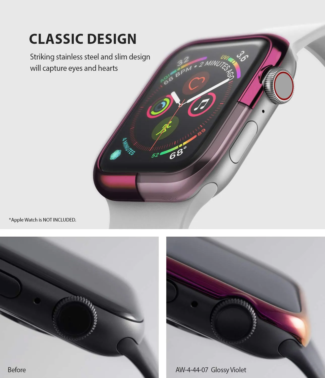 Bezel Styling for Apple Watch 44mm for Series 4 (2018) - AW4-07 [Stainless Steel]