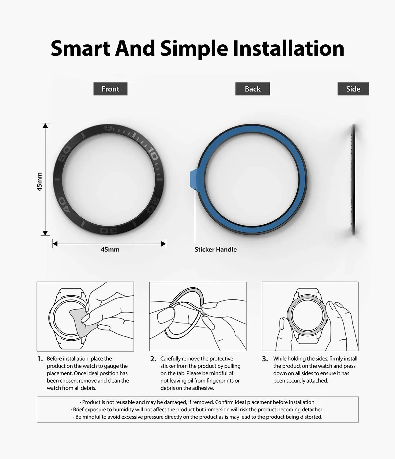 Bezel Styling for Galaxy Watch 3 45mm -  Ink Black  45-07 (ST)   [Stainless Steel]