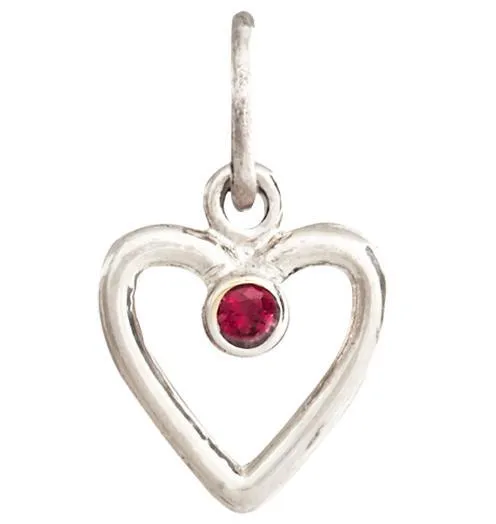 Birthstone Heart Charm With Garnet