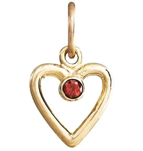 Birthstone Heart Charm With Garnet