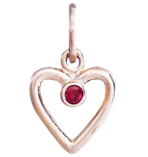 Birthstone Heart Charm With Garnet