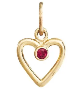 Birthstone Heart Charm With Ruby