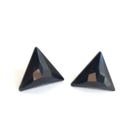 Black Faceted Triangle Stud Earrings