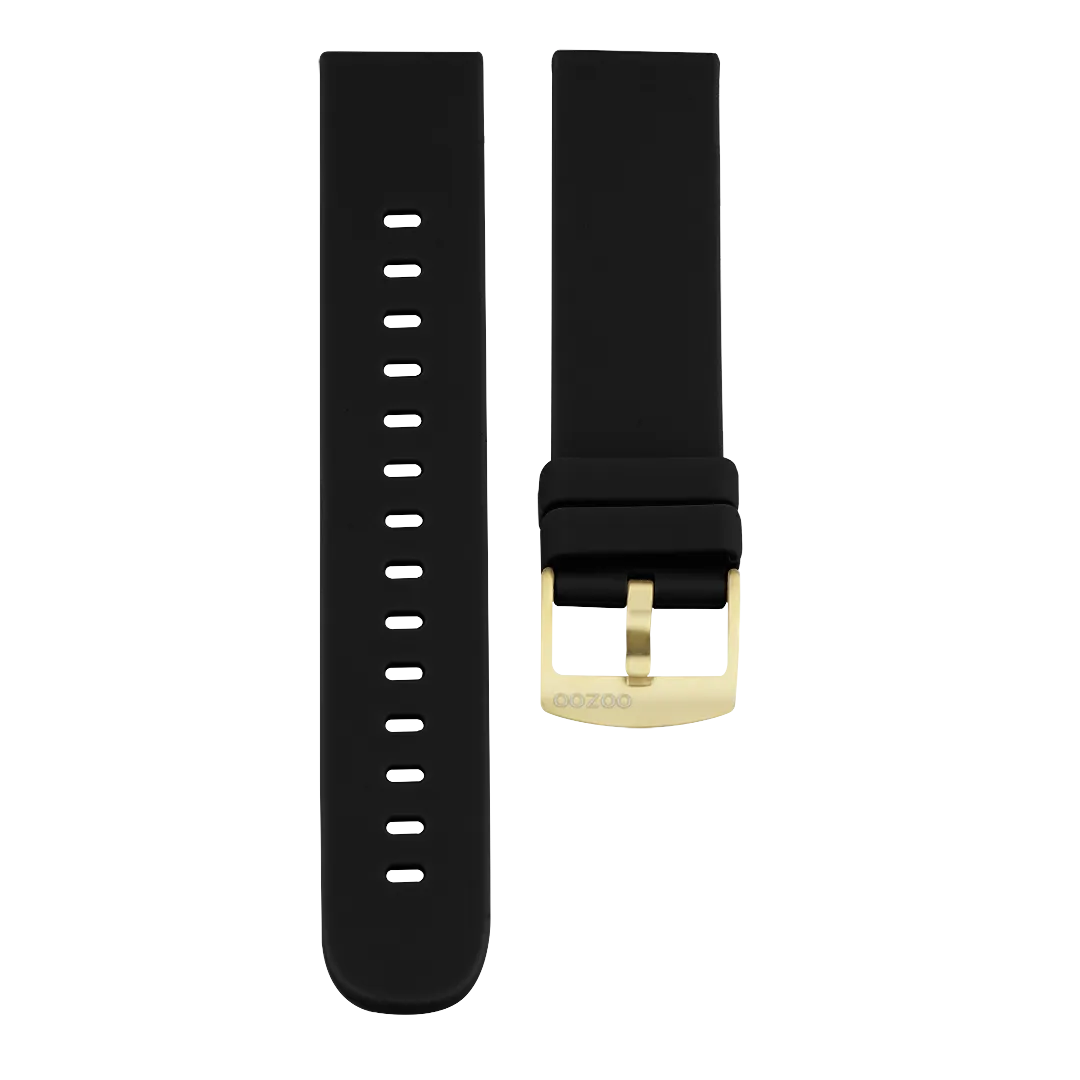 Black OOZOO rubber strap with gold clasp