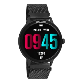 Black OOZOO smartwatch with black metal mesh bracelet - Q00139